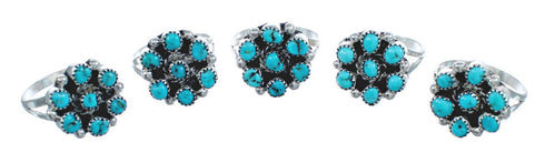 Native American Authentic Sterling Silver Turquoise Ring Size 7-1/4 JX122158